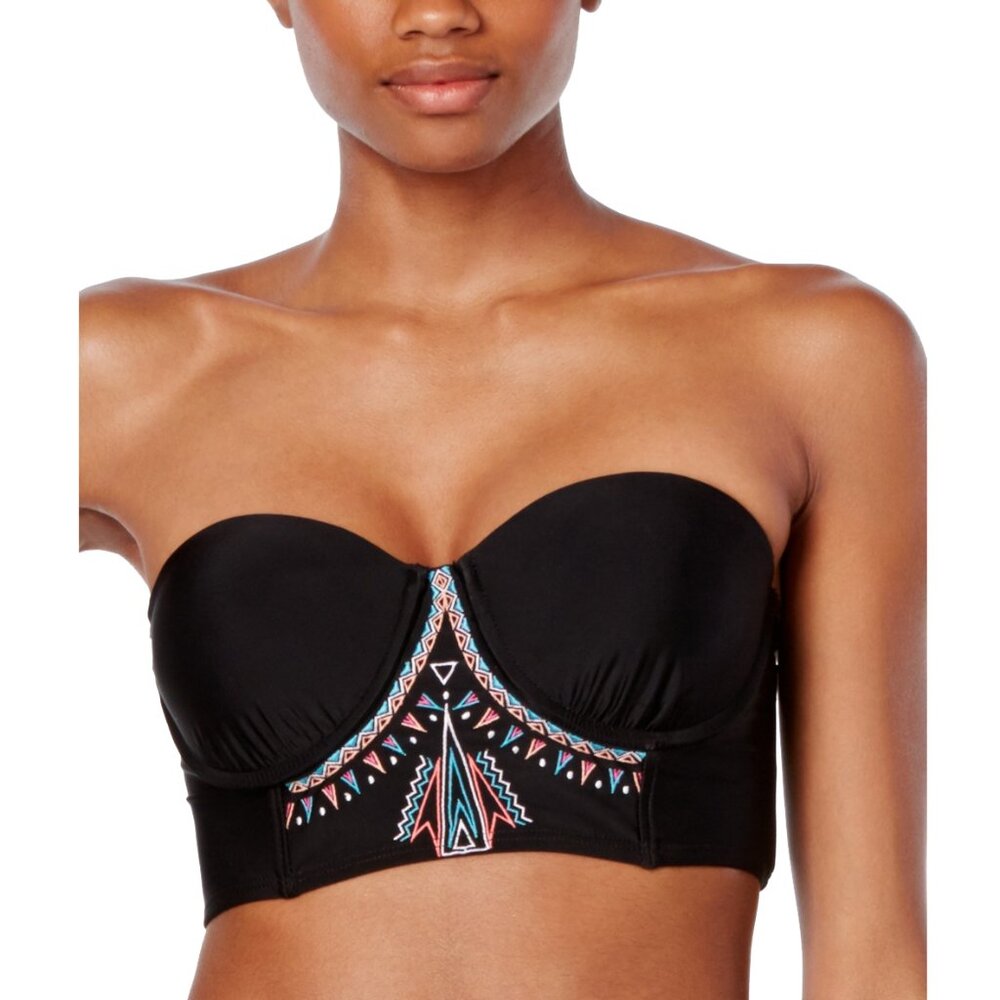 Bikini Nation Embroidered Cropped Bikini Top NWT